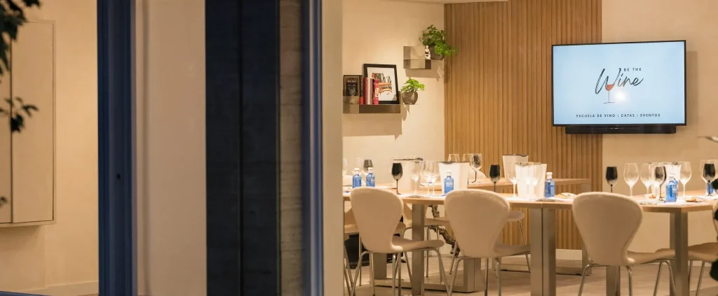 Sala de eventos y reuniones en Valladolid Be The Wine, espacio elegante y profesional para empresas.